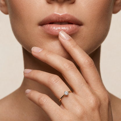 1.00 Carat Round Cut Tulip Solitaire Lab Grown Diamond Engagement Ring