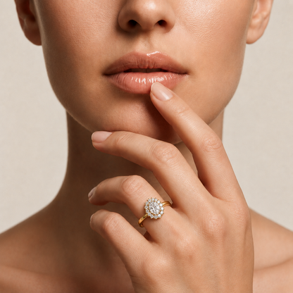 Oval Lab Grown Diamond Halo Engagement Ring