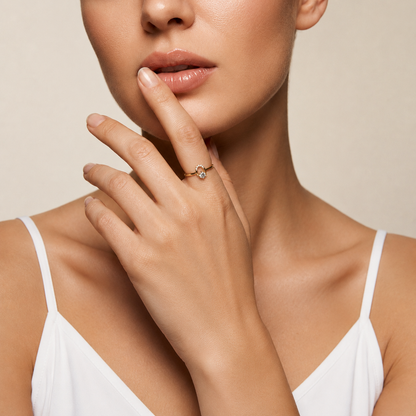 Round Lab Grown Diamond Teardrop Halo Solitaire Ring