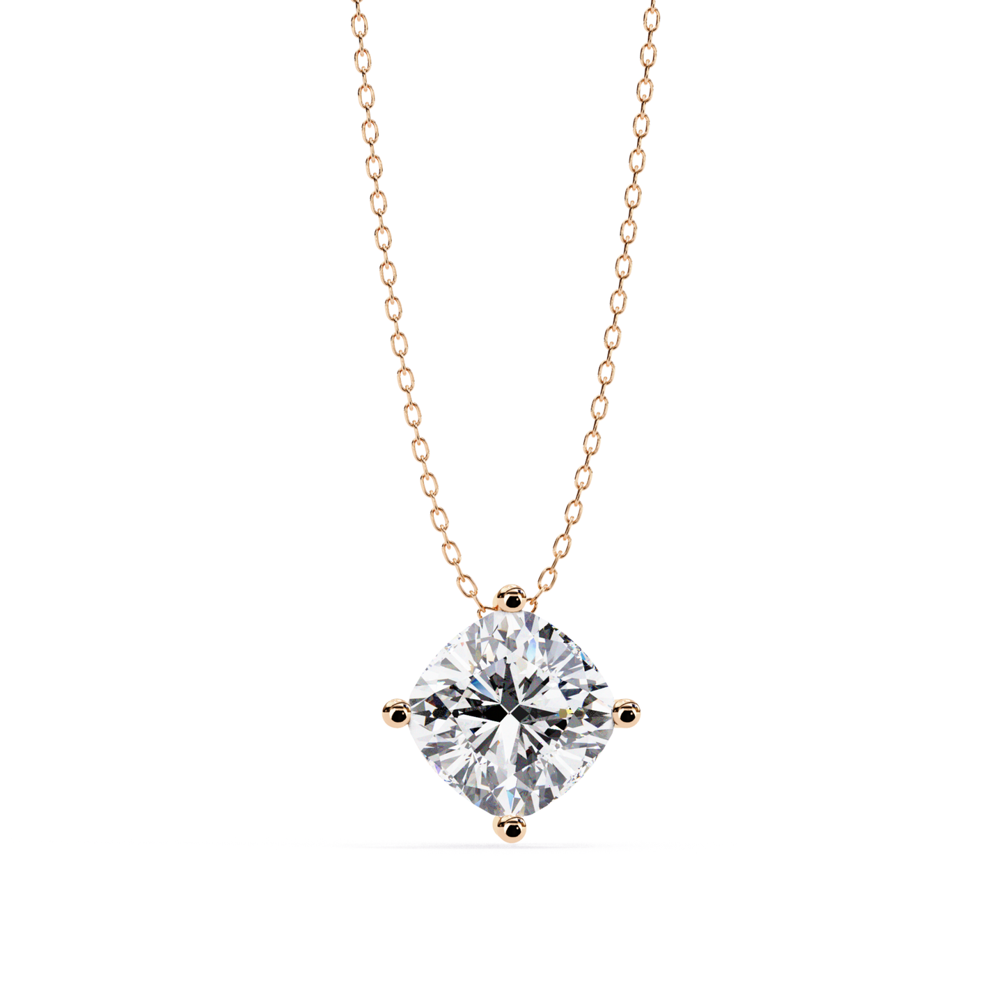 Kissenförmiger Laborgezüchteter Diamant-Anhänger mit Kette | 18K