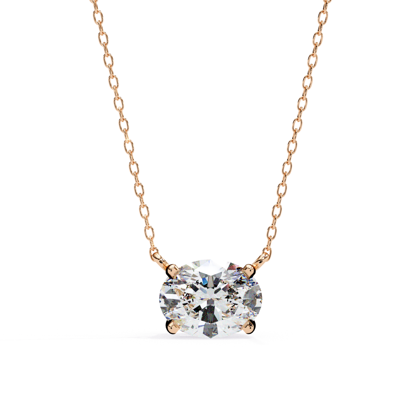 Anhänger mit ovalem Laborzucht-Diamant und Kette | Feines 18K Gold
