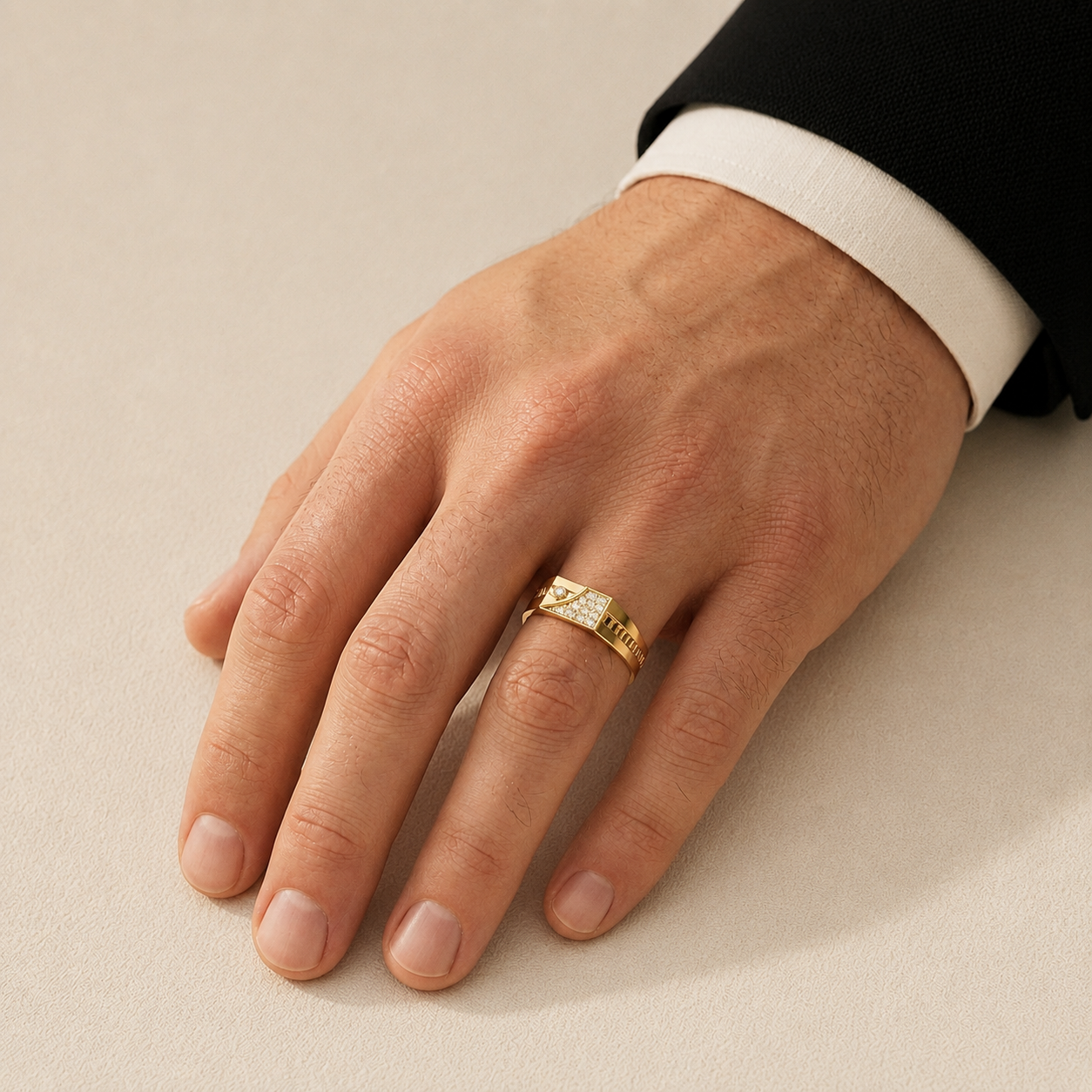 Modern Square Cluster Lab Grown Diamond Signet Ring