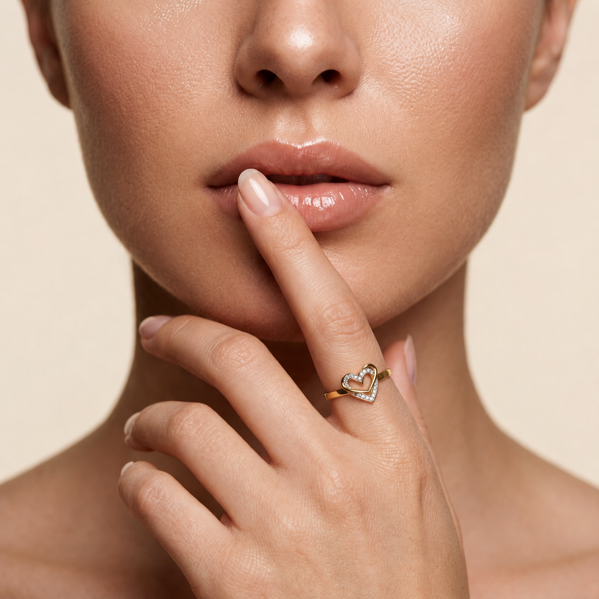 Round Lab Grown Diamond Double Heart Ring
