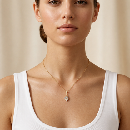 Fließender Liebesherz-Diamant-Anhänger | Edles 18K Gold