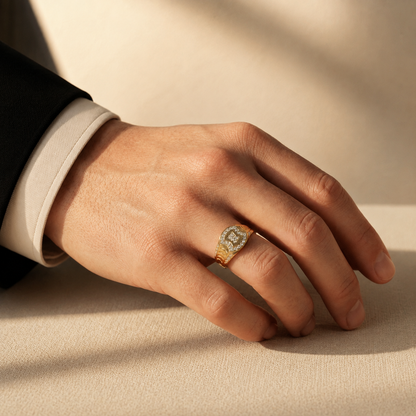 Round Lab Grown Diamond Signet Ring