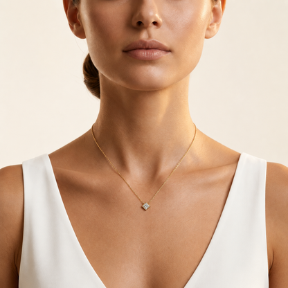 Princess Lab Grown Diamond Bezel Pendant Necklace
