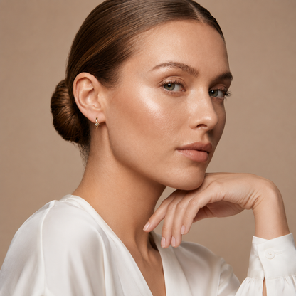 Round Lab Grown Diamond Chevron Hoop Earrings