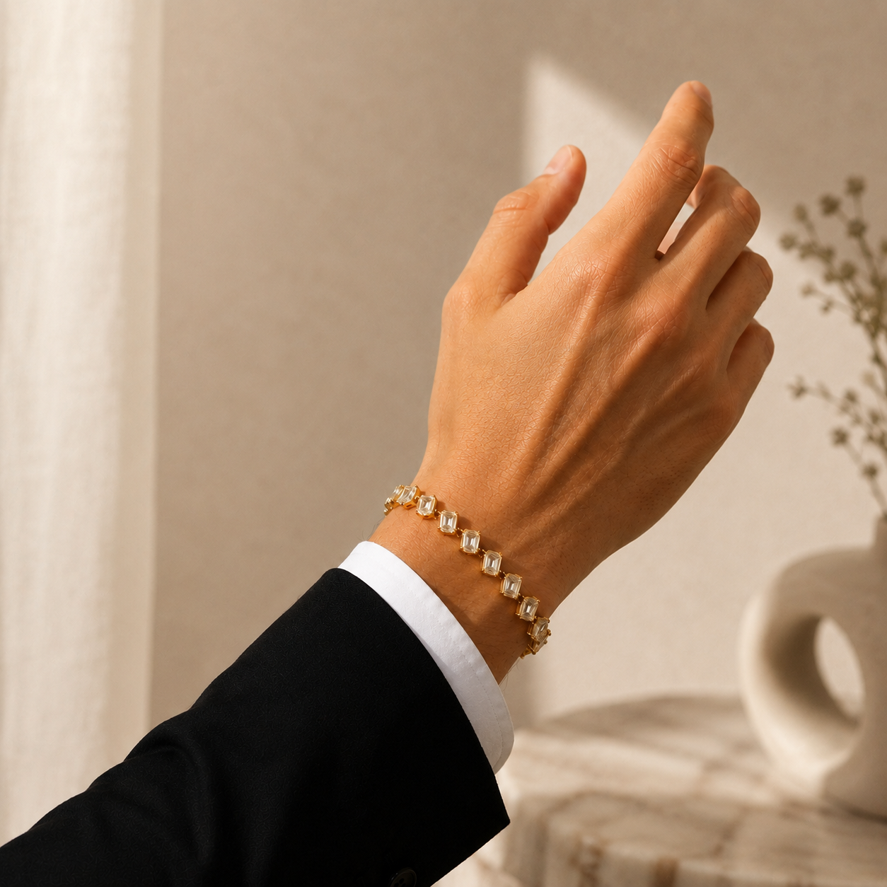 Emerald & Radiant Cut Lab Grown Diamond Tennis Bracelet