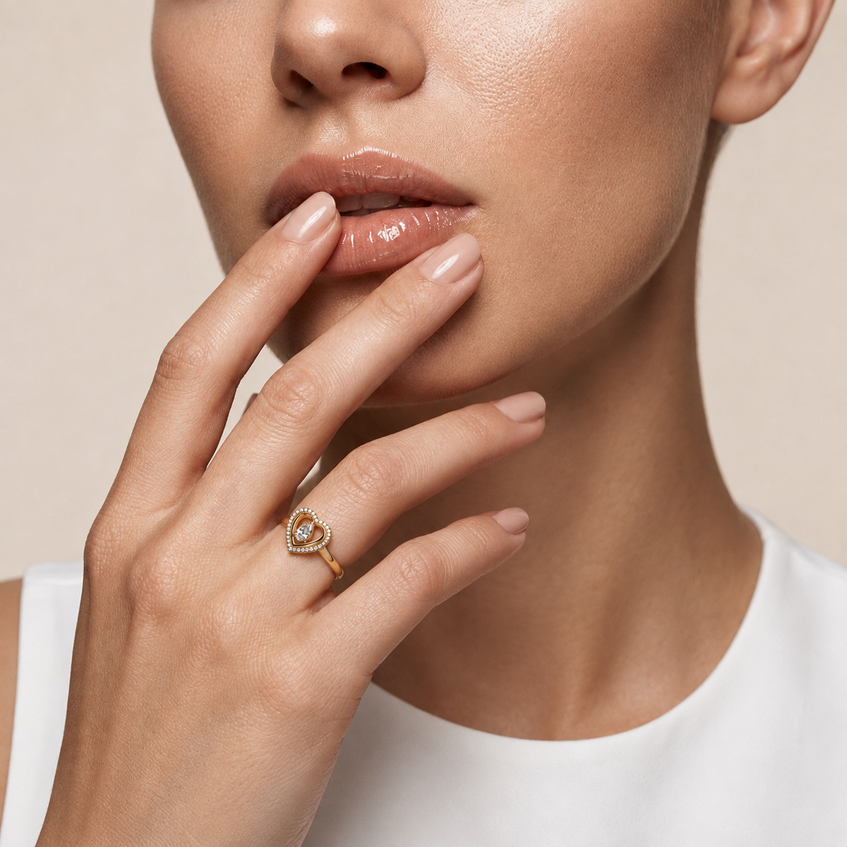 Birnenförmiger Diamant-Herz-Halo-Ring | 18K Gold Edelschmuck