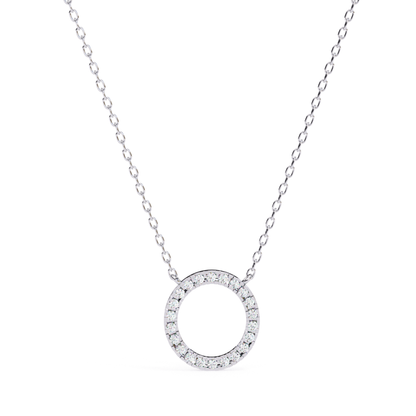 Round Halo Circle Lab Grown Diamond Pendant With Chain | 18K