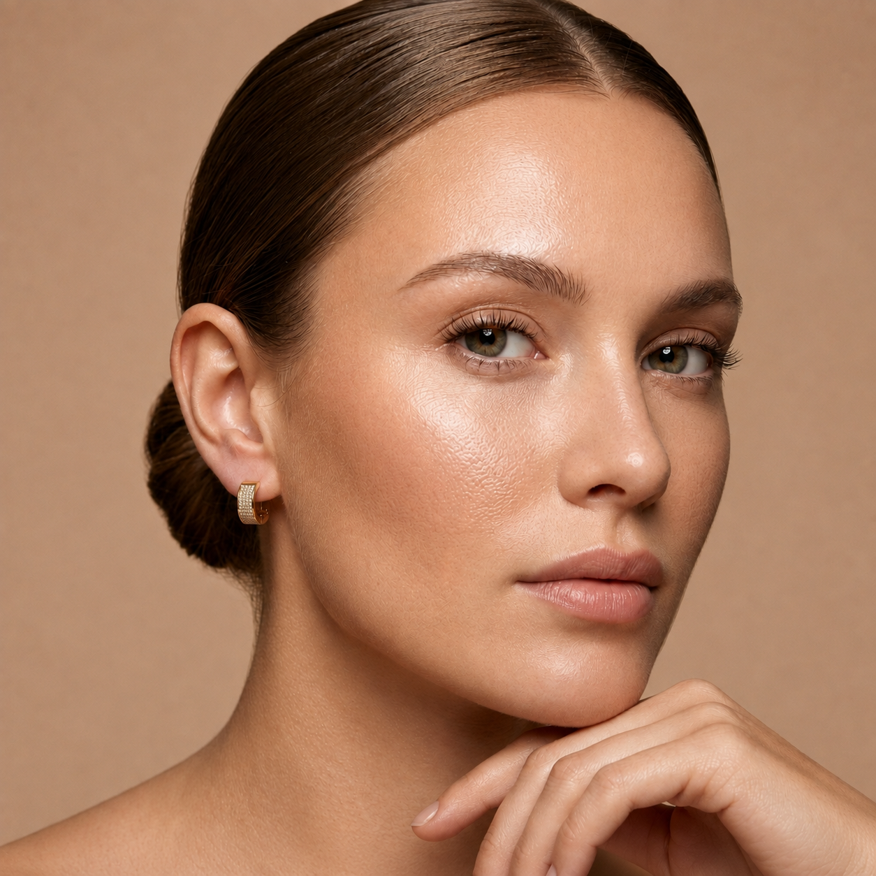 Round Lab Grown Diamond Wide Huggie Hoop Earrings