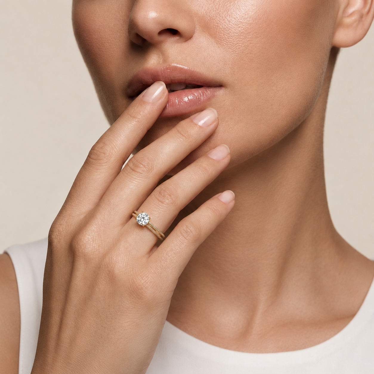 Runder Diamant-Doppelrandring | Doppelte Brillanz