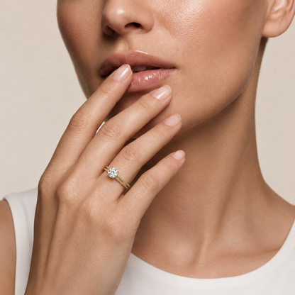 Runder Diamant-Doppelrandring | Doppelte Brillanz