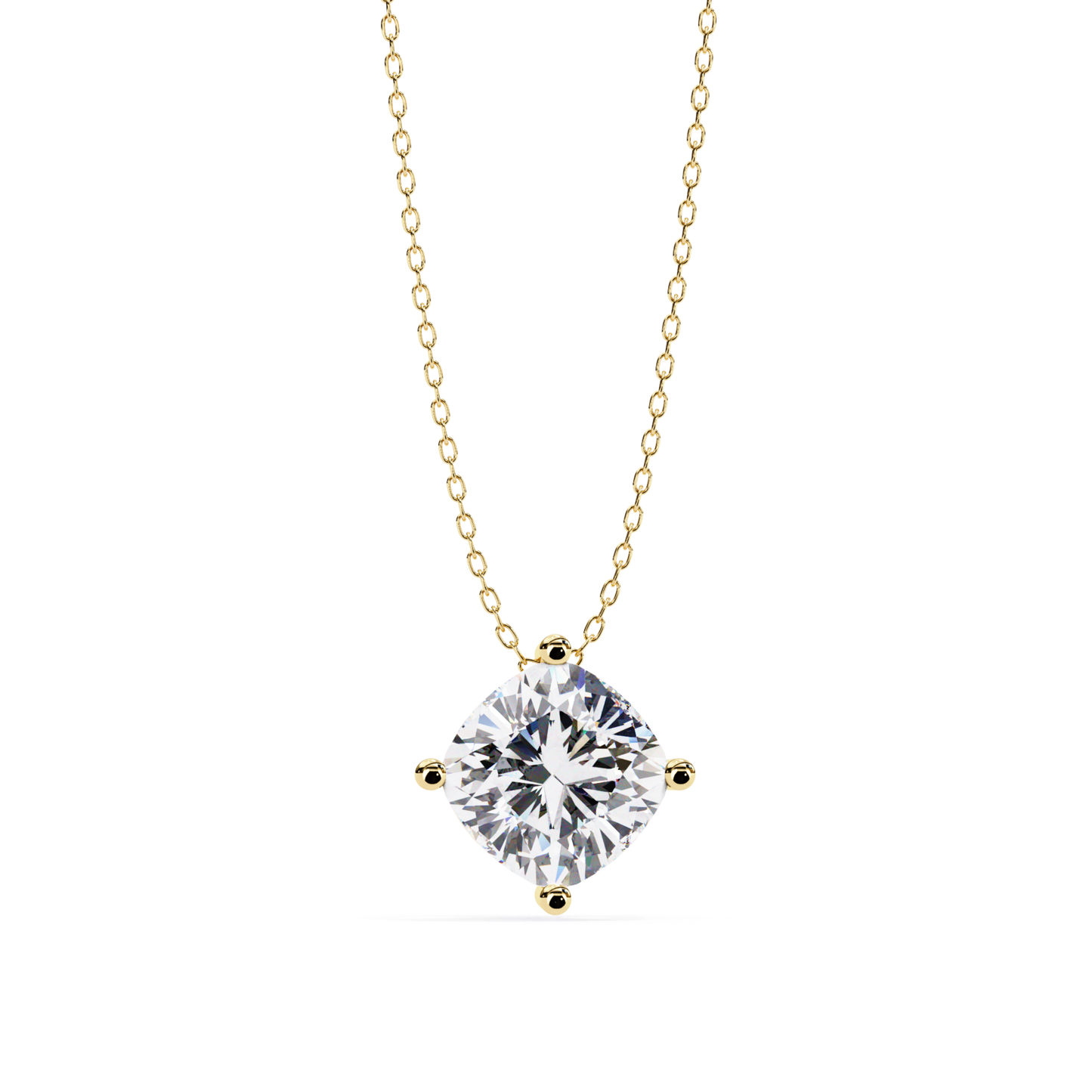 Kissenförmiger Laborgezüchteter Diamant-Anhänger mit Kette | 18K