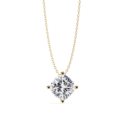Kissenförmiger Laborgezüchteter Diamant-Anhänger mit Kette | 18K