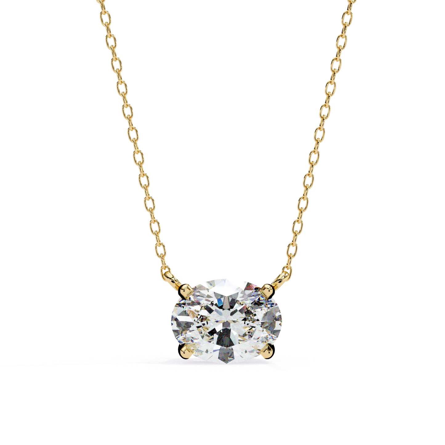 Anhänger mit ovalem Laborzucht-Diamant und Kette | Feines 18K Gold