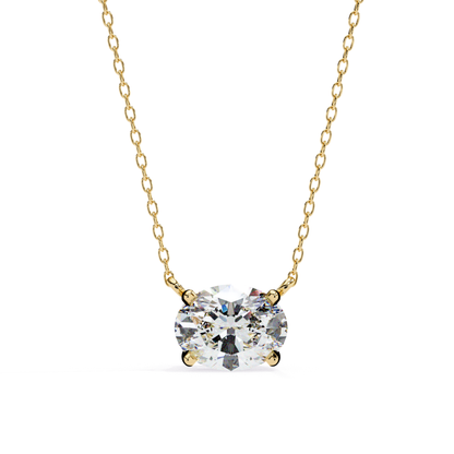Anhänger mit ovalem Laborzucht-Diamant und Kette | Feines 18K Gold