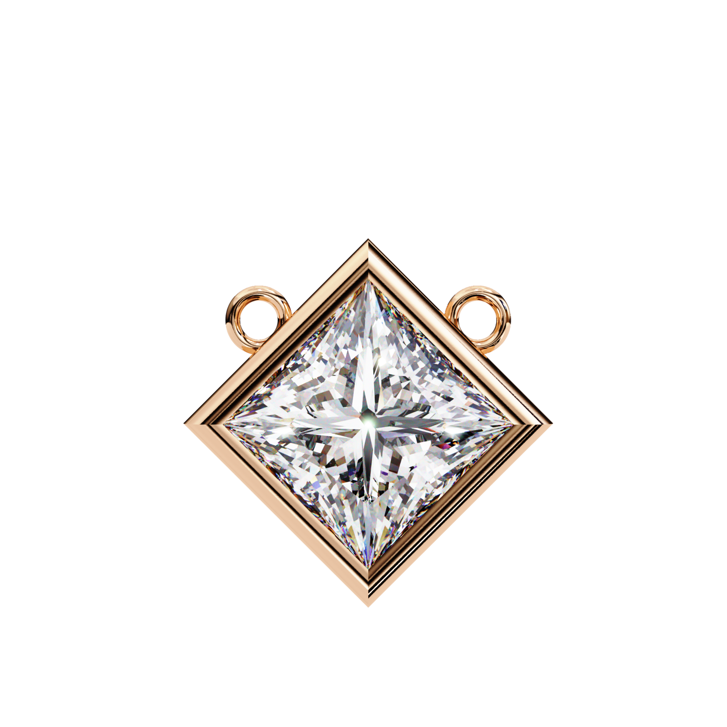 Princess Cut Lab Grown Diamond Pendant With Chain | 18K Gold