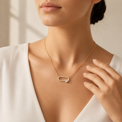 Kissenförmiger, im Labor gezüchteter Diamant-Anhänger mit Kette | 18K