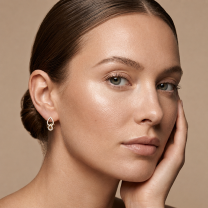 Round Lab Grown Diamond Teardrop Hoop Earrings