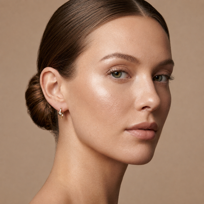 Round Lab Grown Diamond Chevron Hoop Earrings