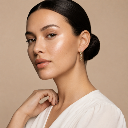 Round Lab Grown Diamond Floral Drop Earrings