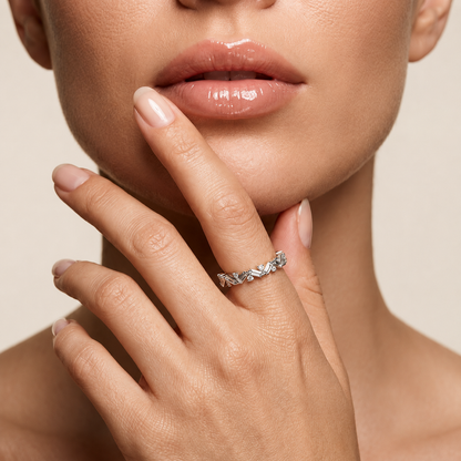 0.546 Carat Round & Baguette Cut Lab Grown Diamond Half Eternity Band