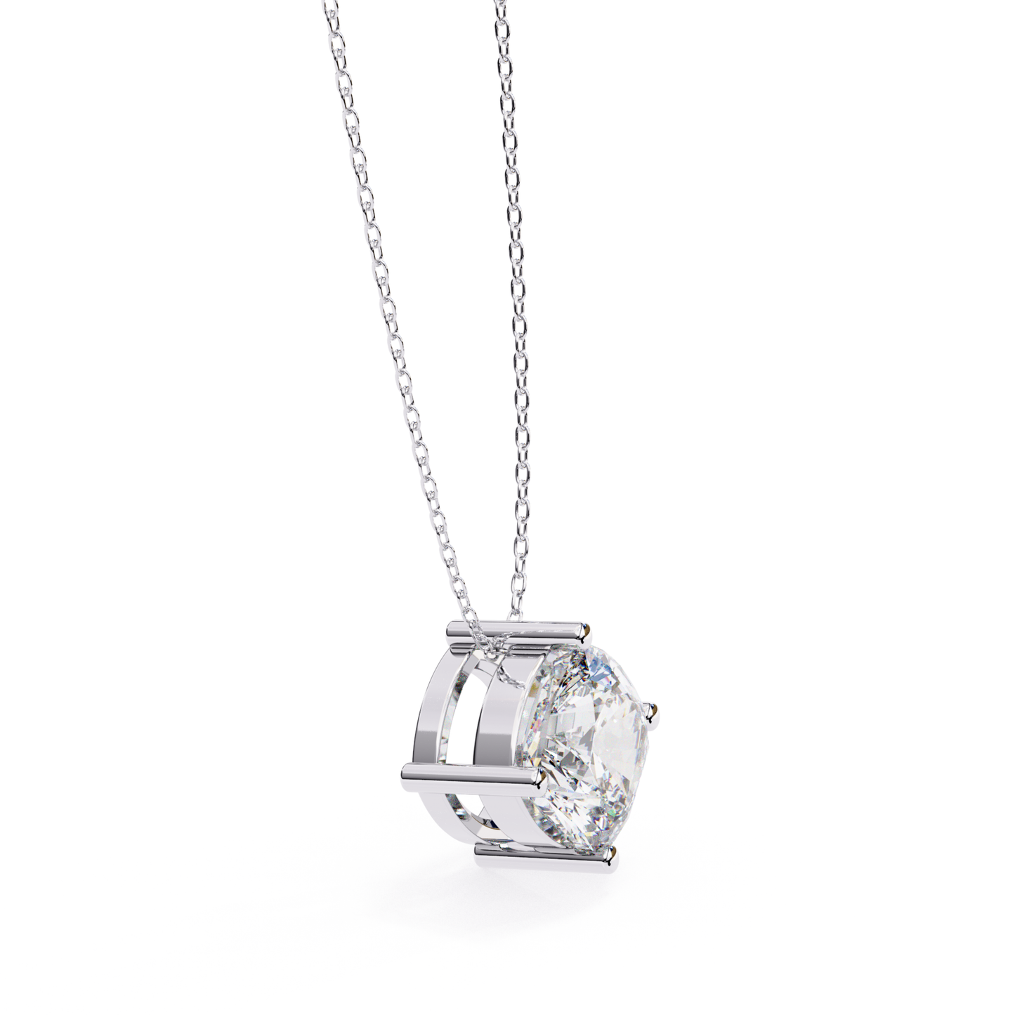 Kissenförmiger Laborgezüchteter Diamant-Anhänger mit Kette | 18K