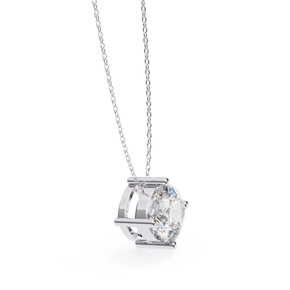 Kissenförmiger Laborgezüchteter Diamant-Anhänger mit Kette | 18K