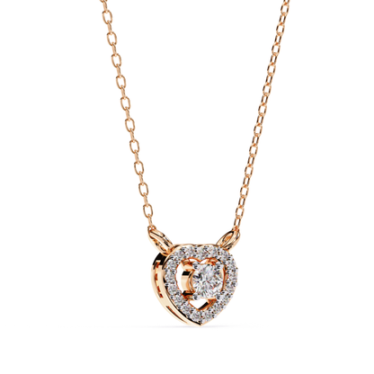Strahlender Herz-Halo-Anhänger mit im Labor gezüchtetem Diamant und Kette | 18K