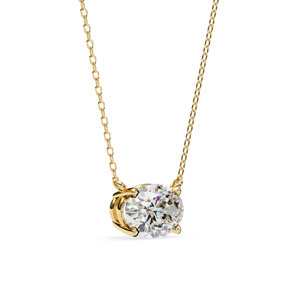 Anhänger mit ovalem Laborzucht-Diamant und Kette | Feines 18K Gold