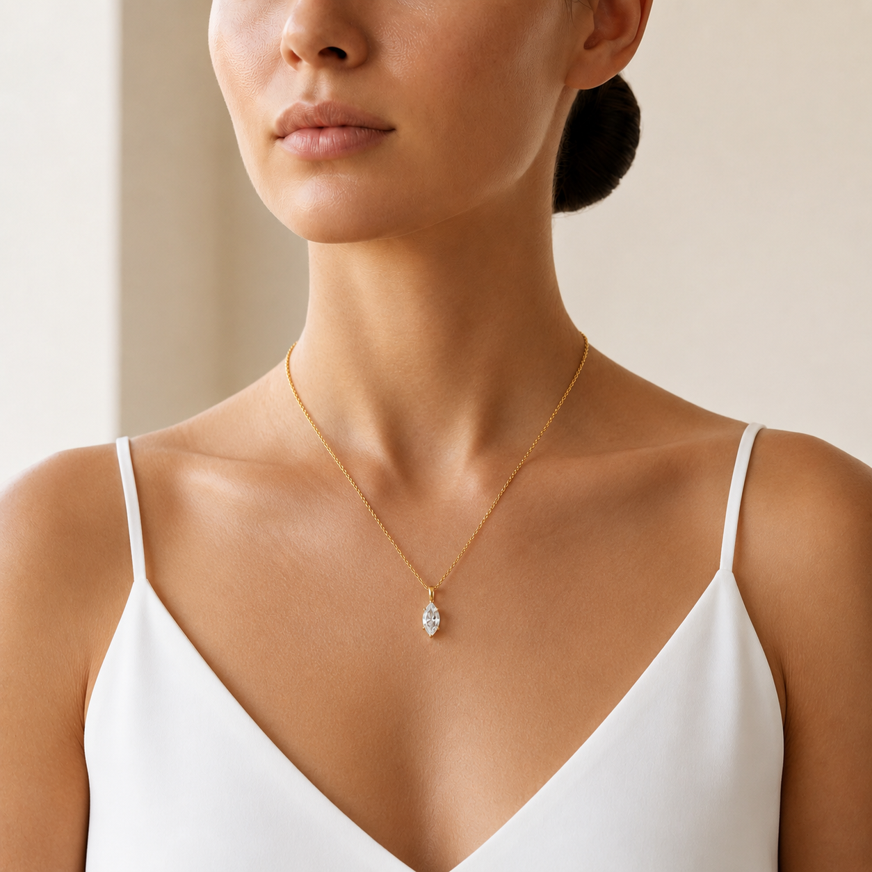Marquise Solitär Diamant-Anhänger aus dem Labor | Feines 18K Gold