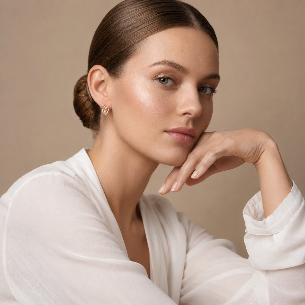 Round Lab Grown Diamond Leaf Drop Earrings