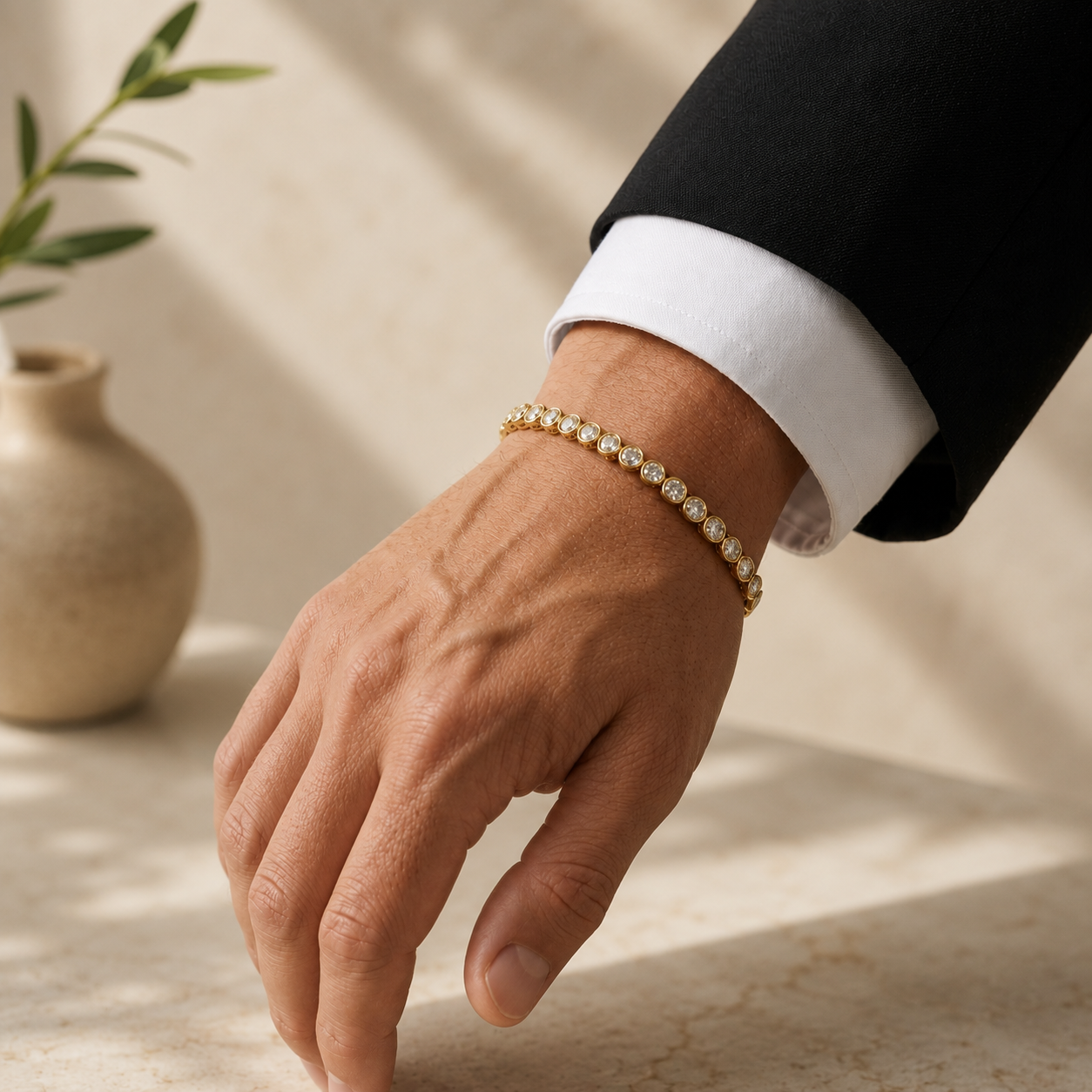 Round Bezel Set Lab Grown Diamond Tennis Bracelet