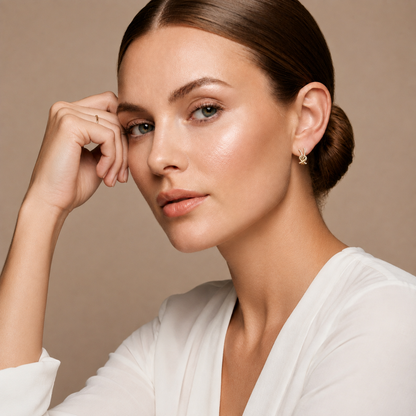 Round Lab Grown Diamond Criss Cross Hoop Earrings