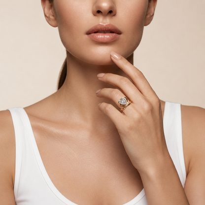 Herzschliff-Diamant-Halo-Ring mit Wickelband | Feines 18K Gold