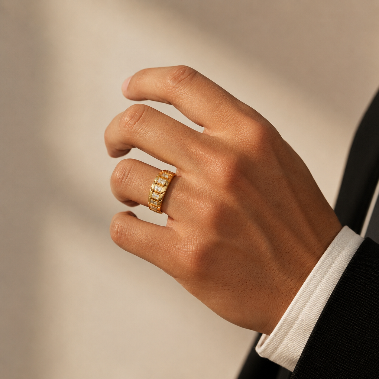 Modern Multi Panel Round Lab Grown Diamond Ring