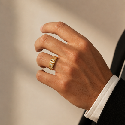 Modern Multi Panel Round Lab Grown Diamond Ring