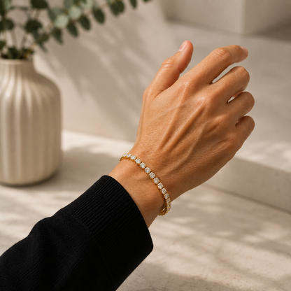 6.37 Carat Round Cut Diamond Tennis Bracelet