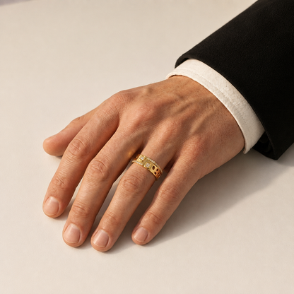 Geometric Round Lab Grown Diamond Statement Ring