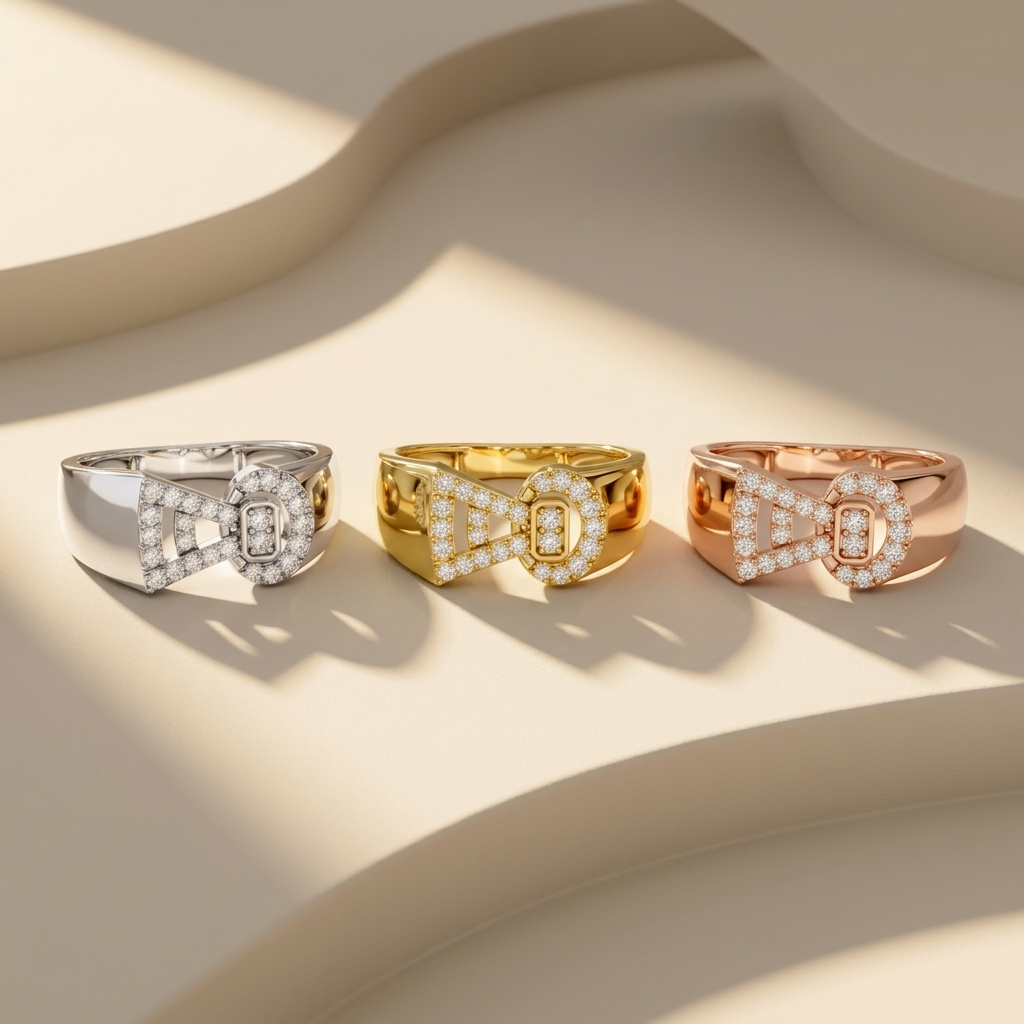 Round Lab Grown Diamond Geometric Statement Ring