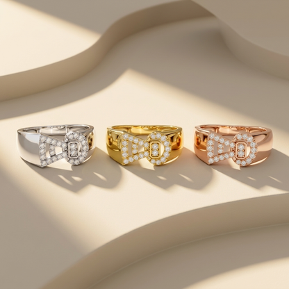 Round Lab Grown Diamond Geometric Statement Ring