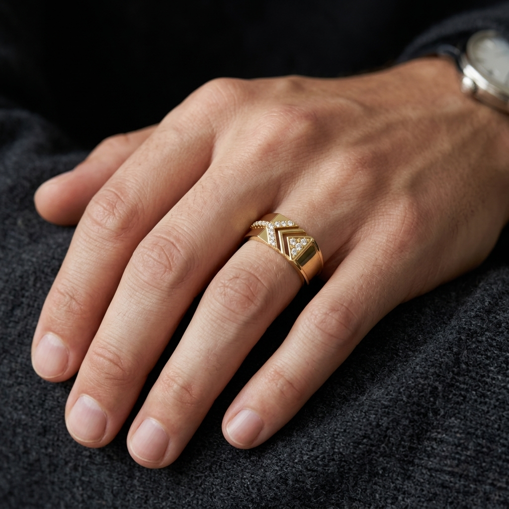 Modern Chevron Lab Grown Diamond Statement Ring