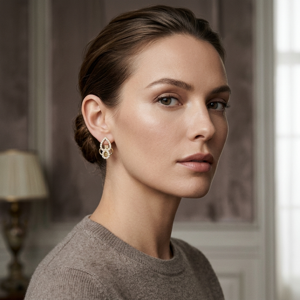 Round Lab Grown Diamond Teardrop Hoop Earrings
