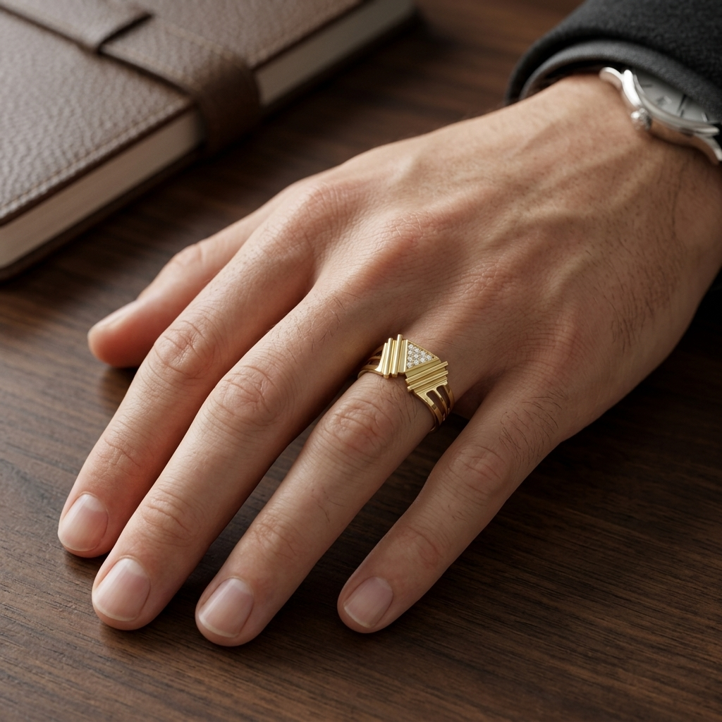 Round Lab Grown Diamond Triangle Statement Ring