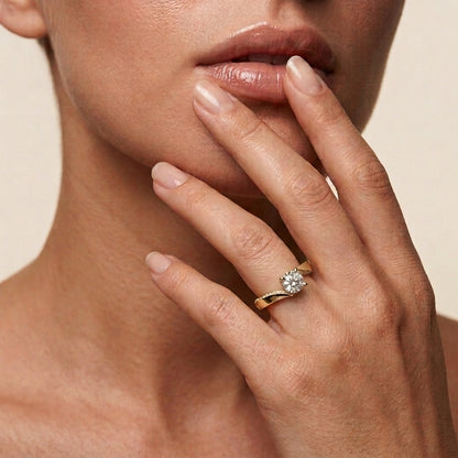 Round Lab Grown Diamond Bypass Solitaire Engagement Ring