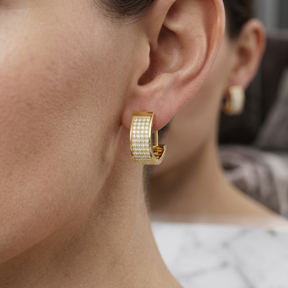 Round Lab Grown Diamond Wide Huggie Hoop Earrings