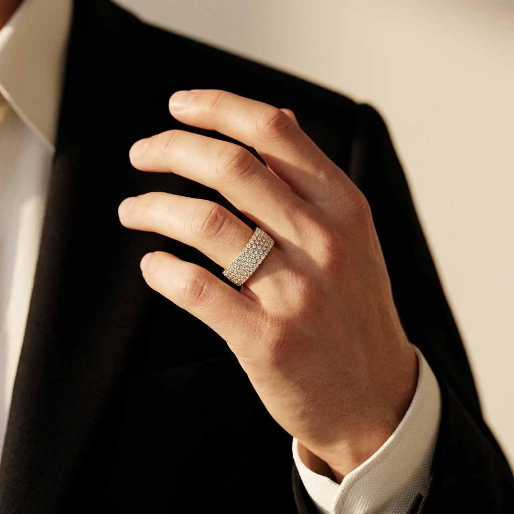Breiter runder Steinring mit starkem Glanz | 18K Goldschmuck