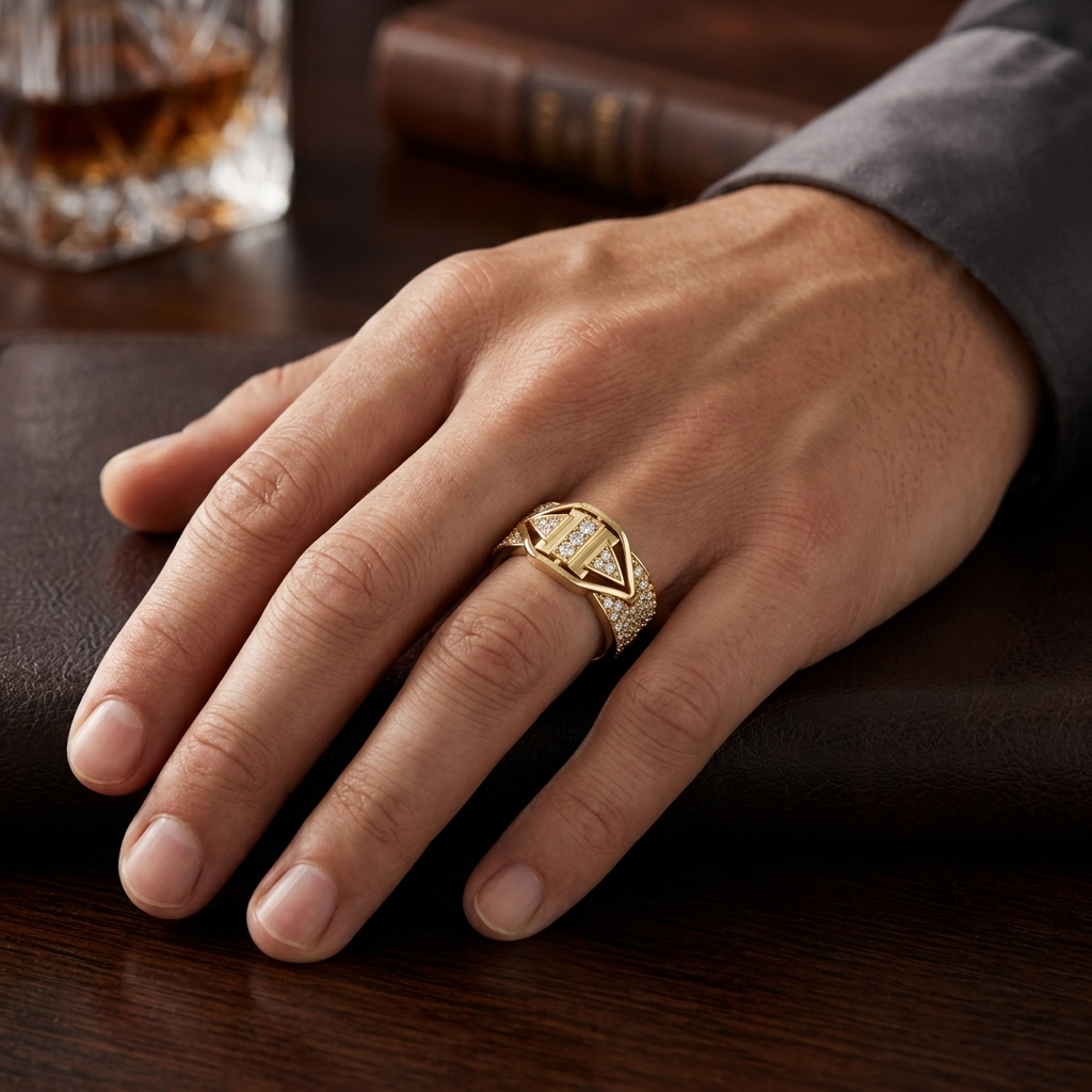 Modern Geometric Round Lab Grown Diamond Wide Band Ring
