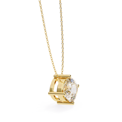 Kissenförmiger Laborgezüchteter Diamant-Anhänger mit Kette | 18K